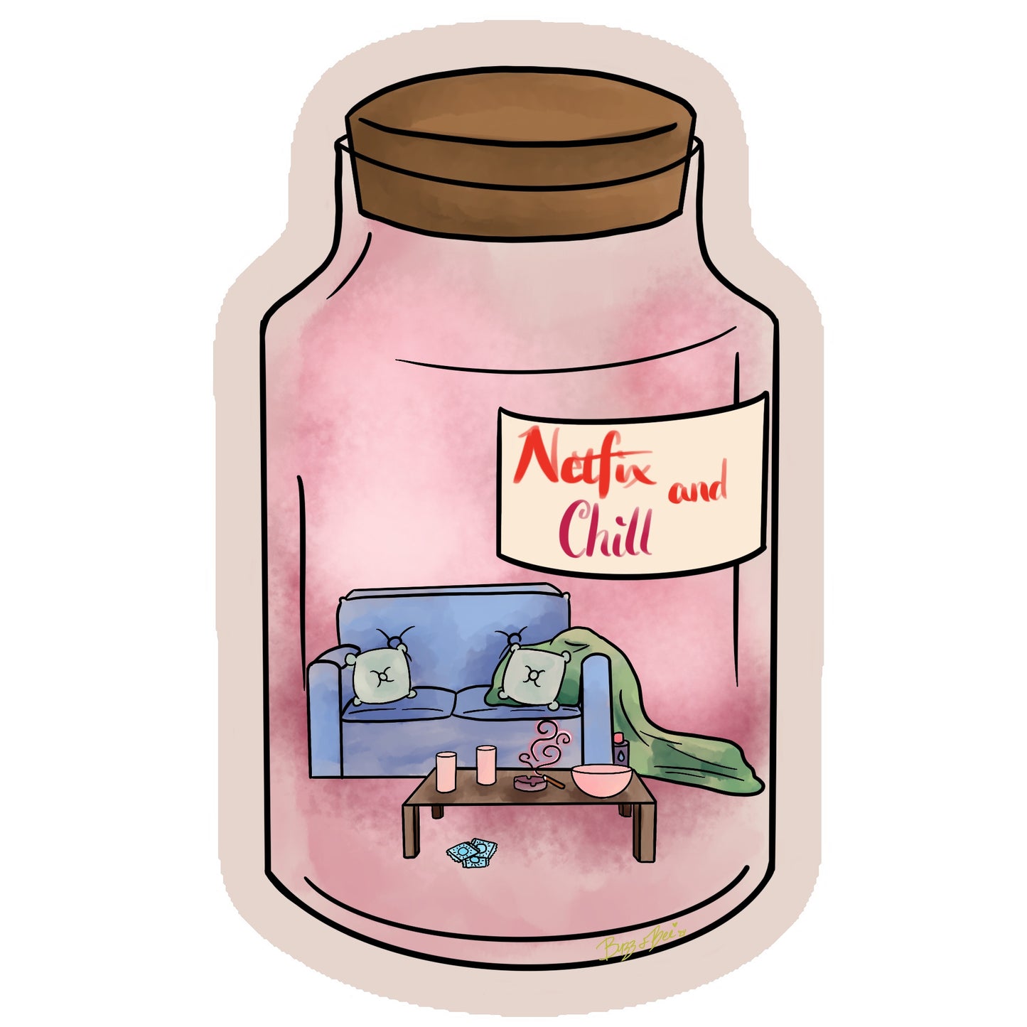 Netflix and Chill Vibe Jar Sticker